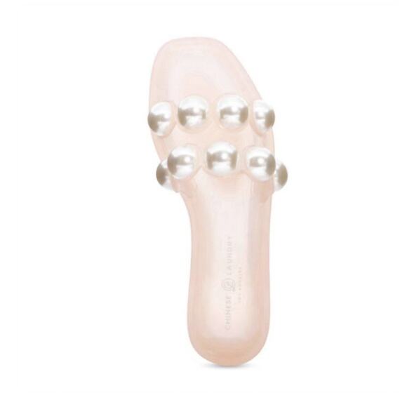 Chinese Laundry Womens Open Toe Pearl Embellished Rubber Slides Pink Size 7 - Picture 3 of 11
